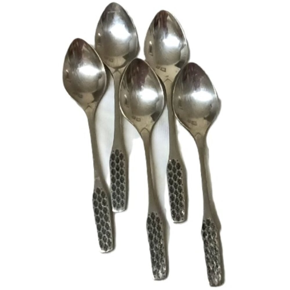 Vintage 1970s Viners Shape Pattern Stainless Steel Tea Spoons Set of 5